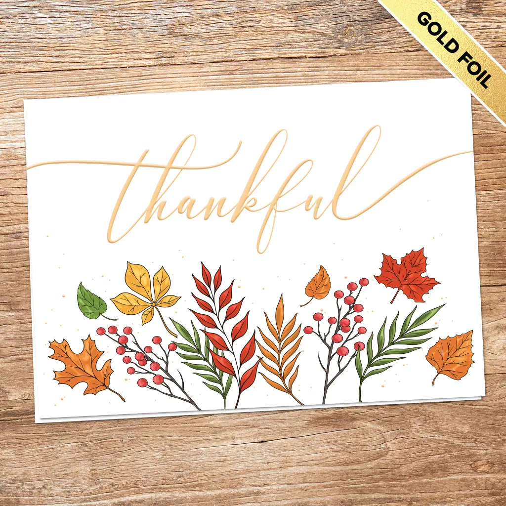 [310-1037] Thankful Thanksgiving Holiday Card (FREE Blank Envelopes)