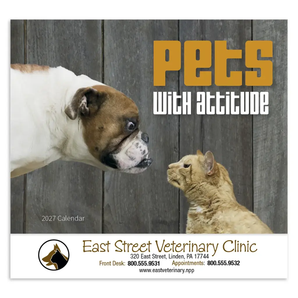 [230-7286] Pets with Attitude Wall Calendar (Printed in Black Ink)