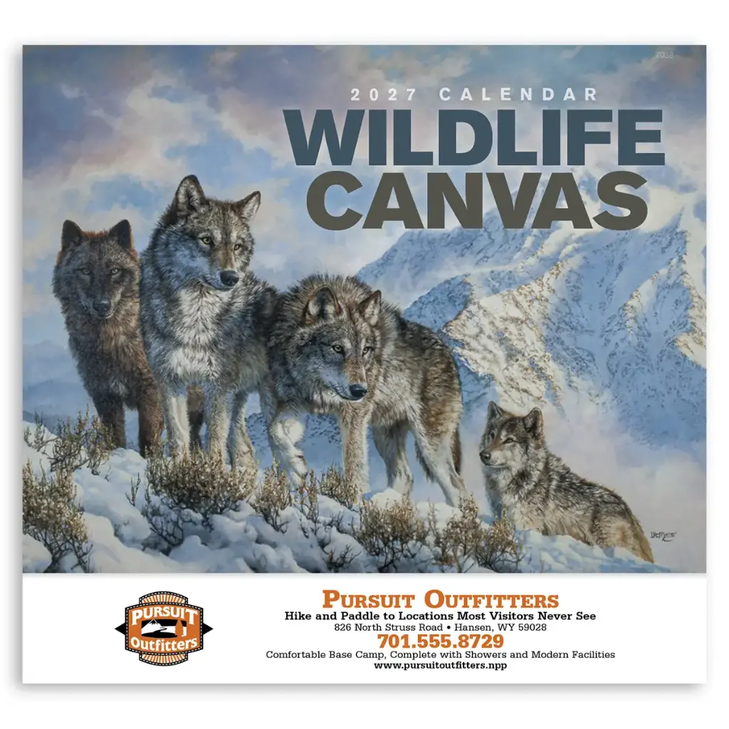 [230-7238] Wildlife Canvas Wall Calendar (Printed in Black Ink)