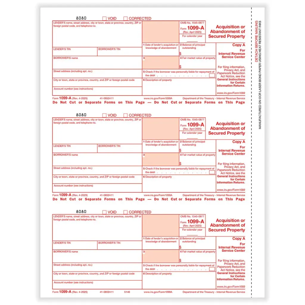 [514650] Tax Form 1099-A Federal Copy A, 3-Up (5146)