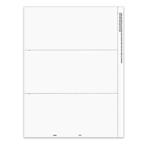 [5173] 3-Up Blank 1099-MISC Tax Form with Employee Instructions and 1/2" Side Perf (5173)