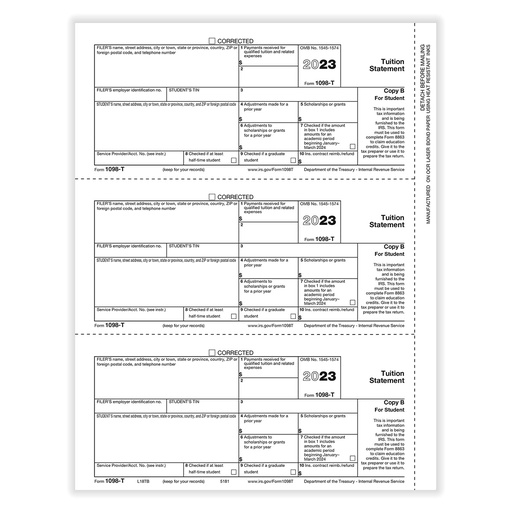 [5181] Tax Form 1098-T - Copy B Student (5181)