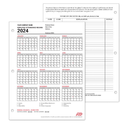 [1220] ADP Employee Attendance Record Calendar