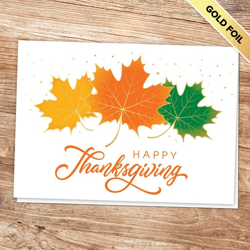 Falling Leaves Business Thanksgiving Card